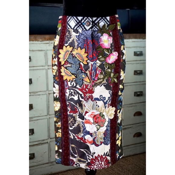 byron lars jessica floral pencil skirt